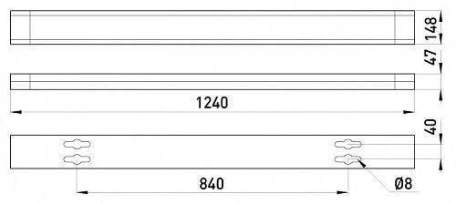 Светильник люминесцентный линейный E.NEXT e.lum.99004.2.40 72W 220V 2xG13/T8 1240x148x47 мм IP20 ЭПРА (l001024) - фото 2
