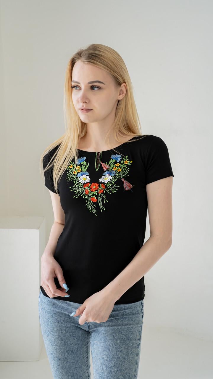 Футболка женская вышитая Волошковое Поле 3XL (А-42)