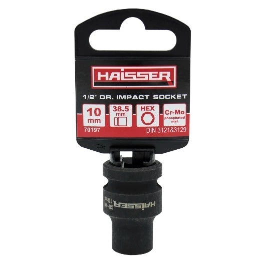 Головка ударна Haisser 70197 шестигранна 1/2'' фосфатована матова 10х38,5 мм