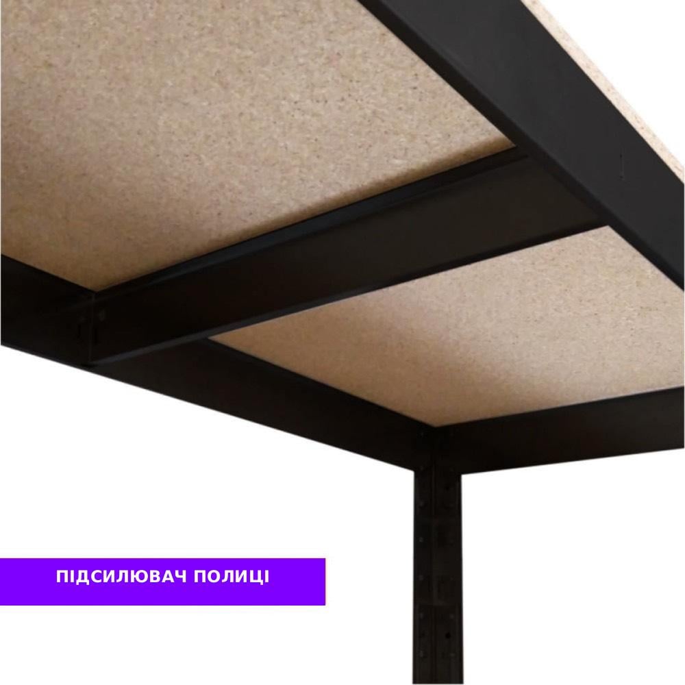 Стелаж металевий БОНА-ПРО 240x110x50 см 4 полички ДСП 10 мм Чорний (51258) - фото 3