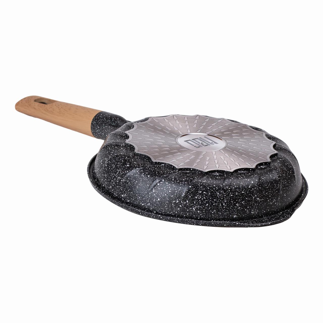 Сковорода з антипригарним мармуровим покриттям та кришкою 22 см Чорний (2358506302) - фото 3 Сковорода з антипригарним мармуровим покриттям та кришкою 22 см Чорний (2358506302) - фото 3