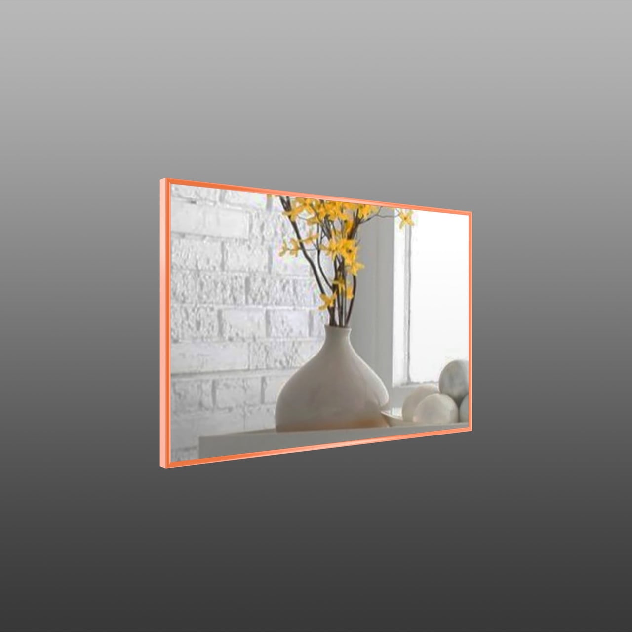 Зеркало настенное в алюминиевой раме Art-Com 700х500 мм Оранжевый (Alum-orange-49)