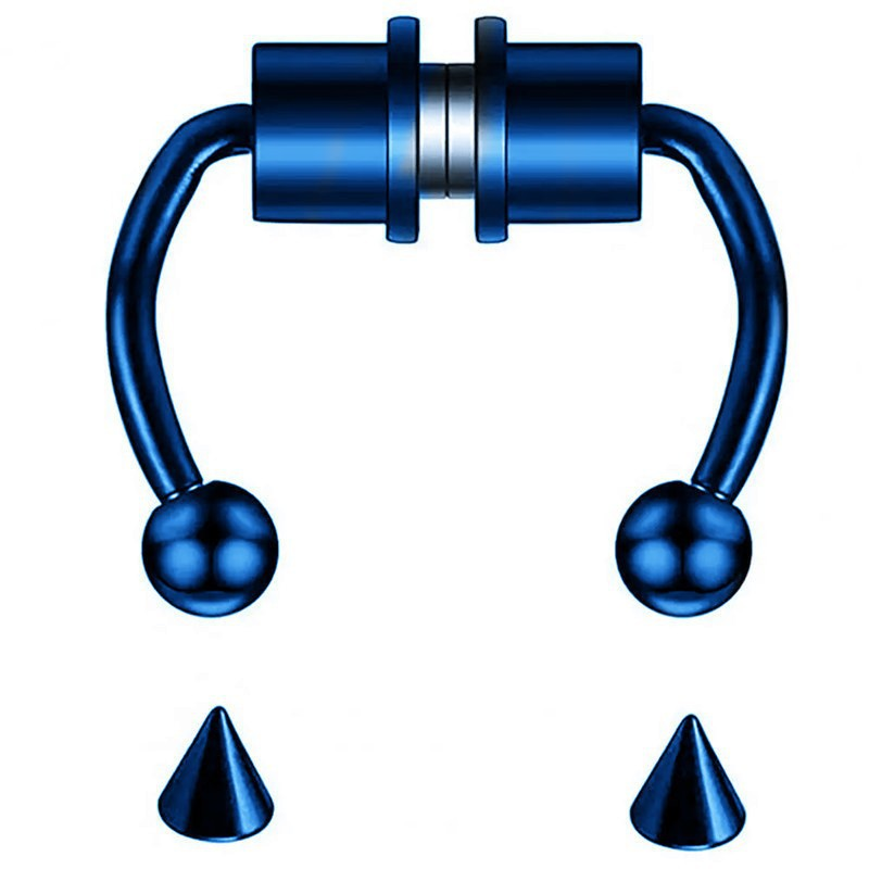 Серьга-обманка в нос Септум с шипами магнитная Синий (9046) Серьга-обманка в нос Септум с шипами магнитная Синий (9046)
