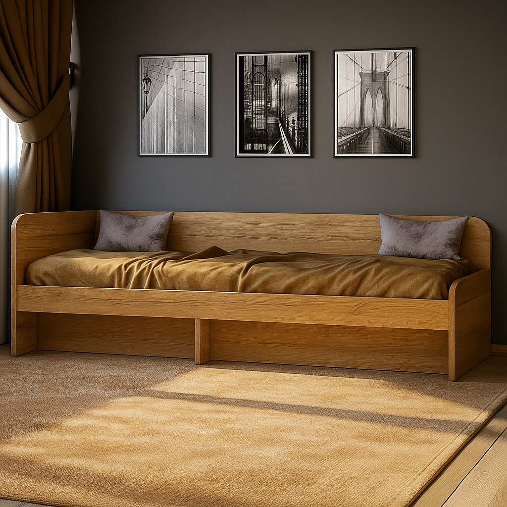 Кровать односпальная Эверест 800 сплошной щит Дуб крафт золотой (е-20737.05) - фото 1 Кровать односпальная Эверест 800 сплошной щит Дуб крафт золотой (е-20737.05) - фото 1