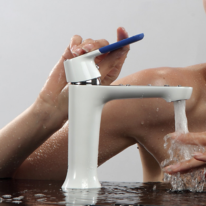 Смеситель для умывальника Frap F1034 Белый/Хром (1033652) - фото 4 Смеситель для умывальника Frap F1034 Белый/Хром (1033652) - фото 4