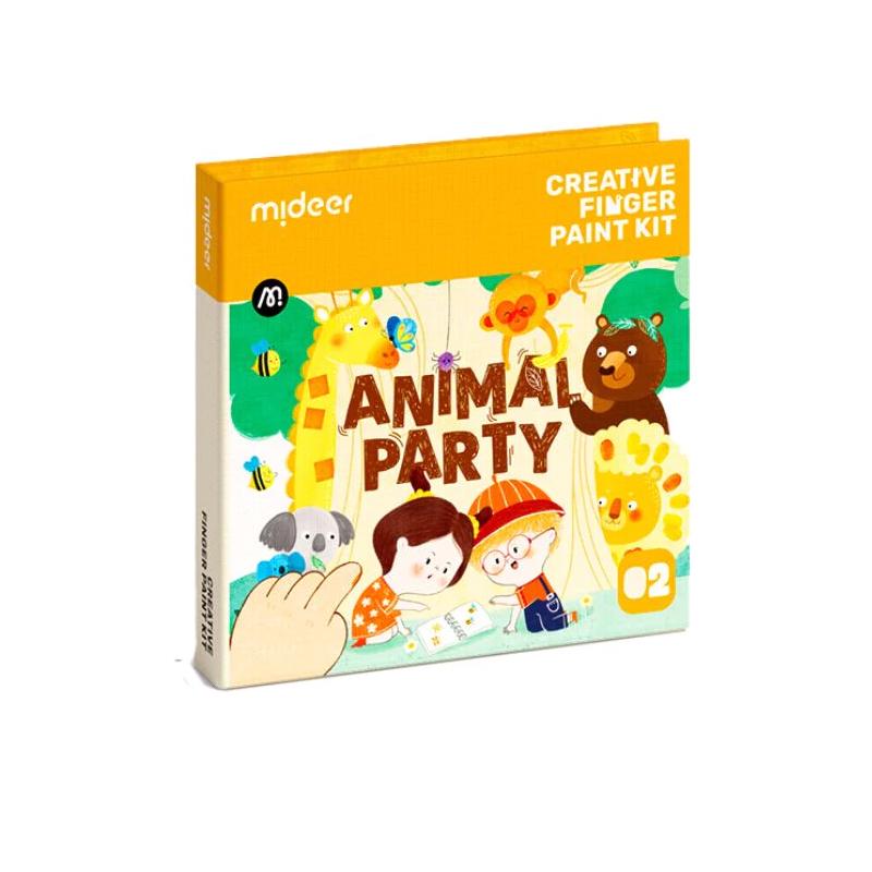 Розмальовка пальчикова MiDeer "Animal party" з фарбами для малят - фото 1