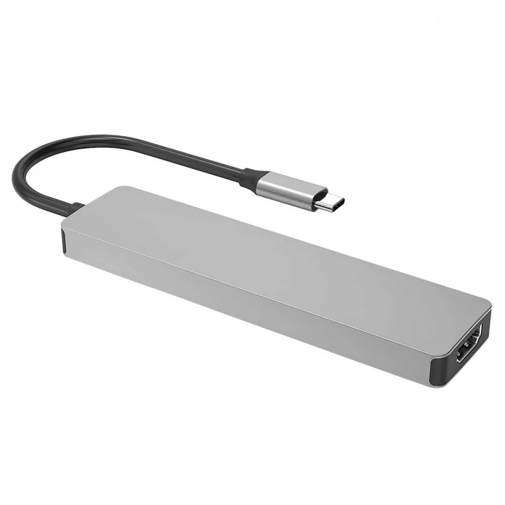 Адаптер USB хаб Proove Iron Link 7in1 2хType-C+2хUSB3.0+HDMI+SD/TF Silver - фото 5