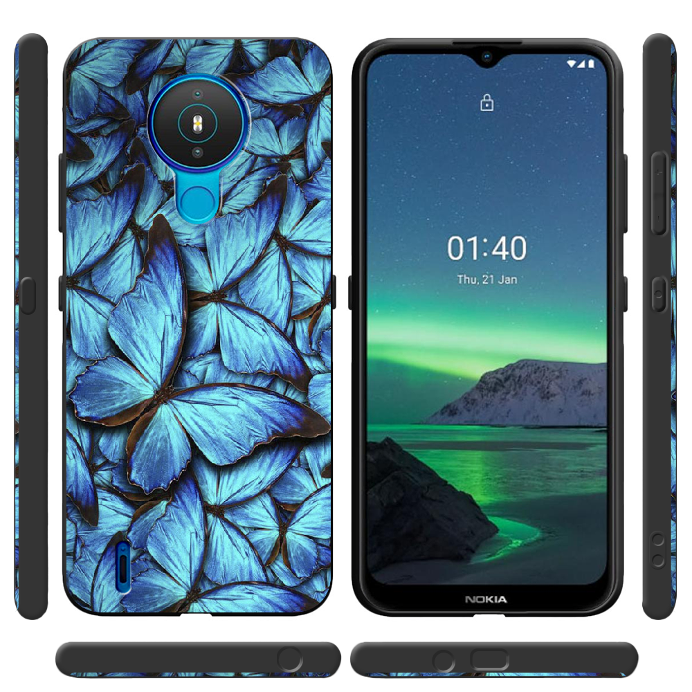 Чехол Boxface Nokia 1.4 лазурные бабочки Черный силикон (42377-up1550-43221) - фото 2
