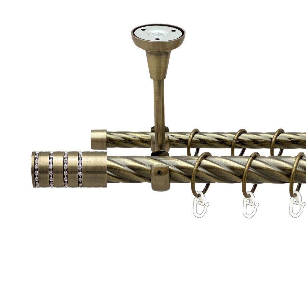 Карниз для штор Orvit Барамелла двухрядный скрученный 300 см Антик (00-00018953)