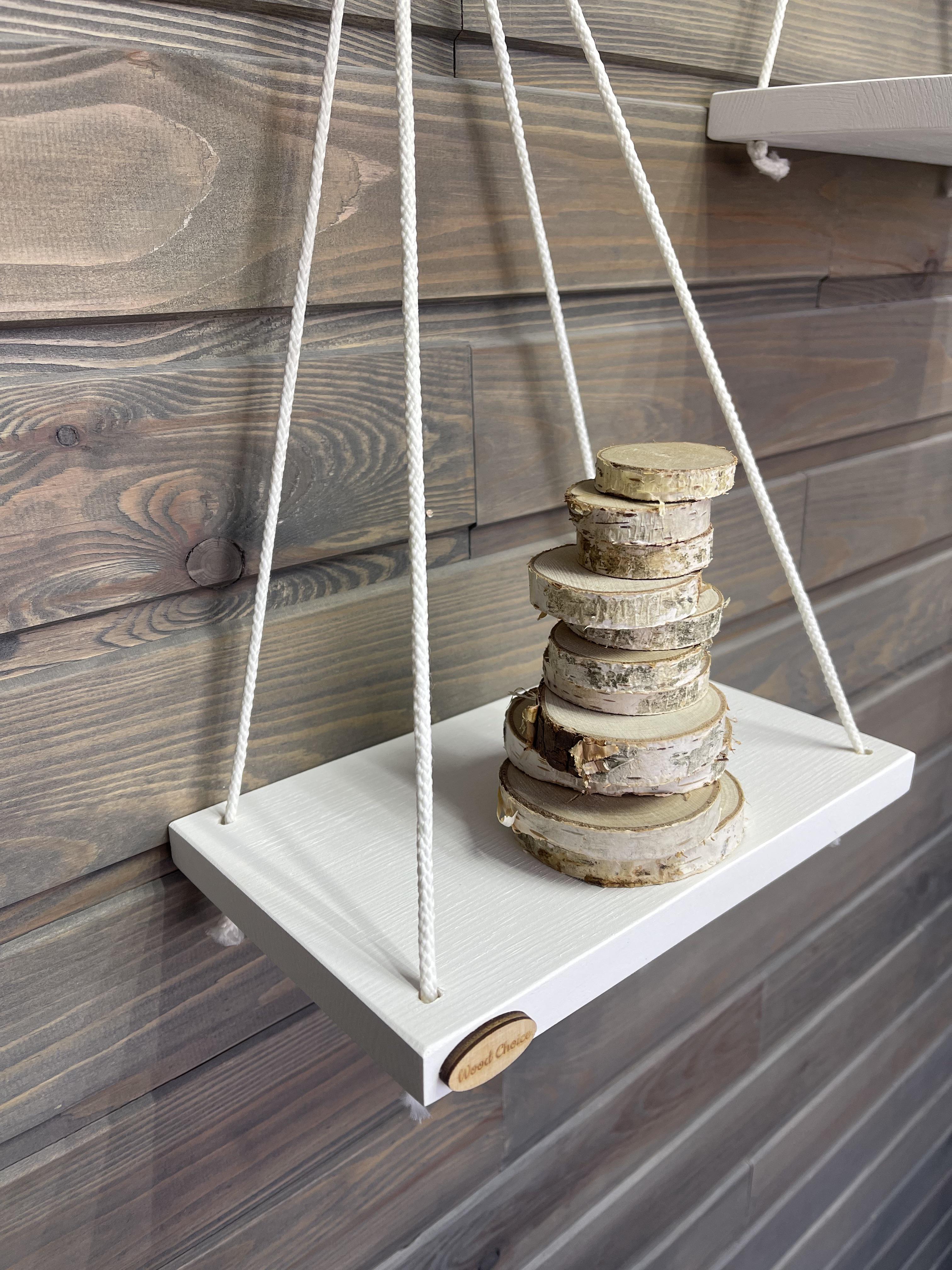 Набор полок подвесных деревянных на канате 15х24 см 4 шт. Белый (id_253) - фото 3