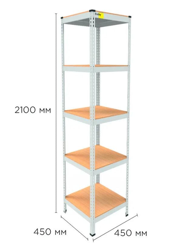 Стеллаж металлический полочный MRL-2100 450x450 мм с 5 полками с нагрузкой 500 кг Белый - фото 2