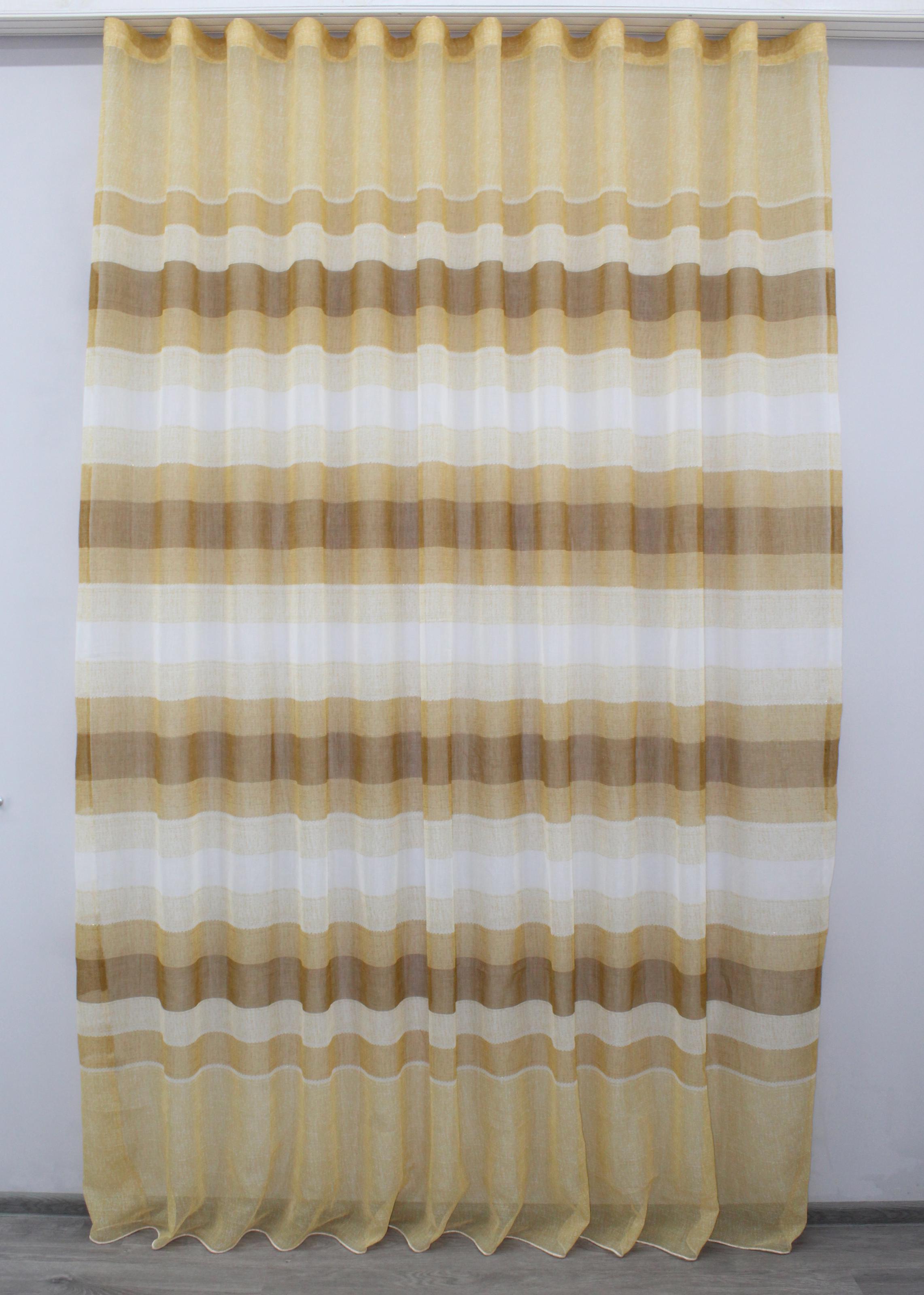 Тюль VR-Textil 1101т батист 300х270 см Бежевый/Коричневый (40-040)