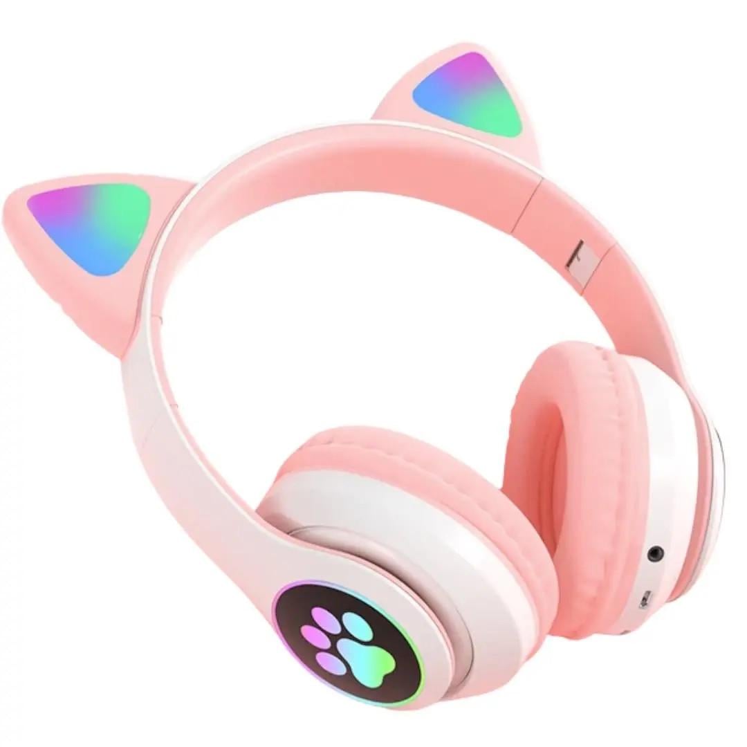 Наушники беспроводные Cat ATD STN-28 с кошачьими ушками Bluetooth/5.0 микрофон/microSD/FM радио/AUX Pink (697482150800)