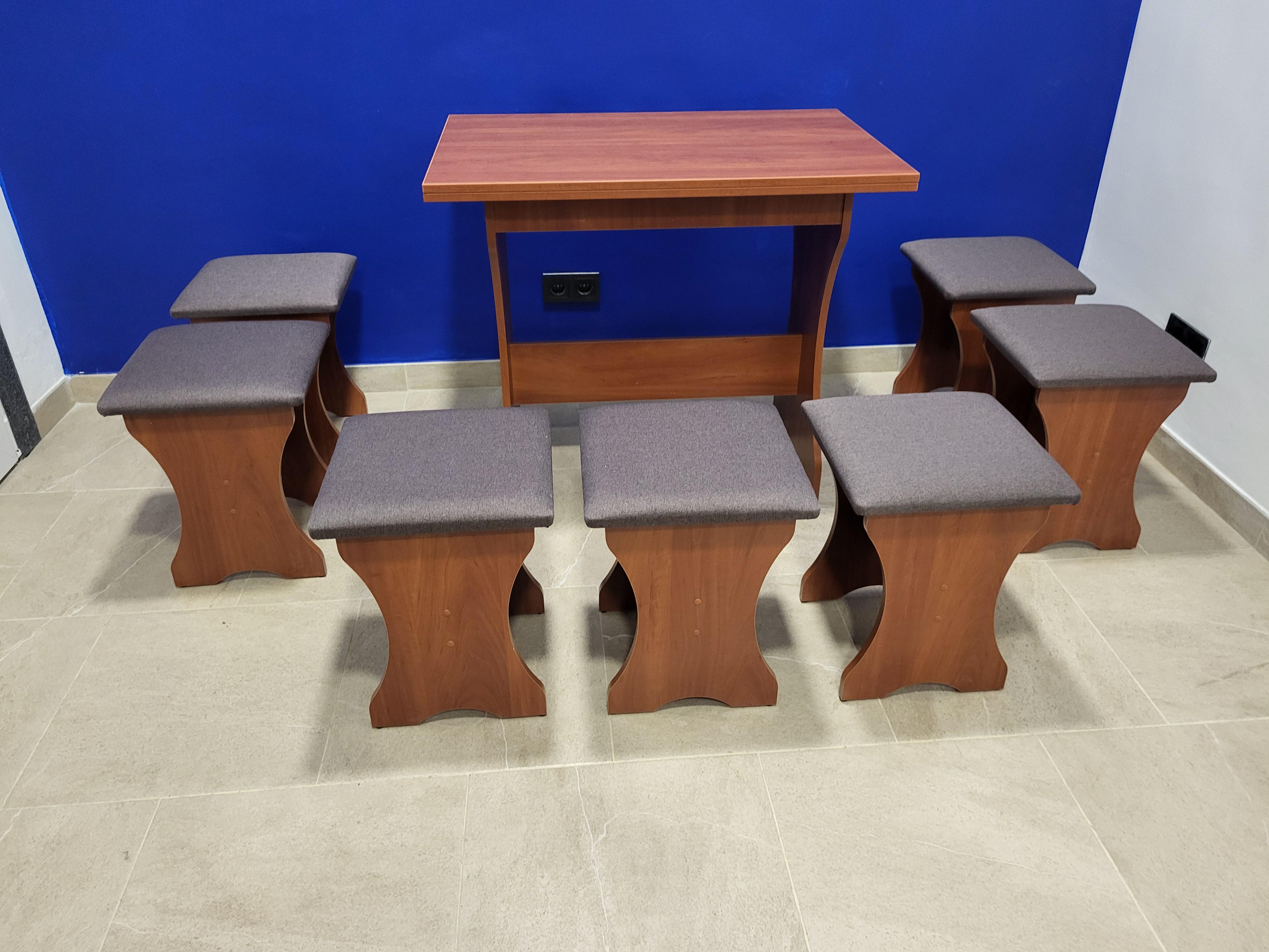 Стол раскладной и 7 табуретов Семейный Яблоня/Бонус Нова (S7T-Y-BN)