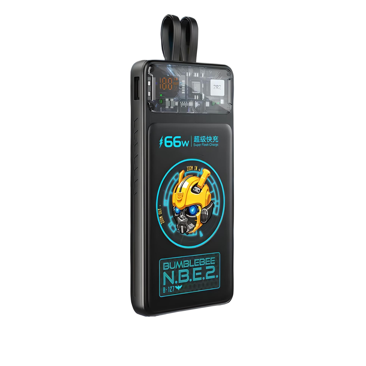 Повербанк TRANSFORMERS BumbleBee TF-SD01 10000 mAh QC22,5W/PD20W з вбудованими кабелями Чорний (2121531758)