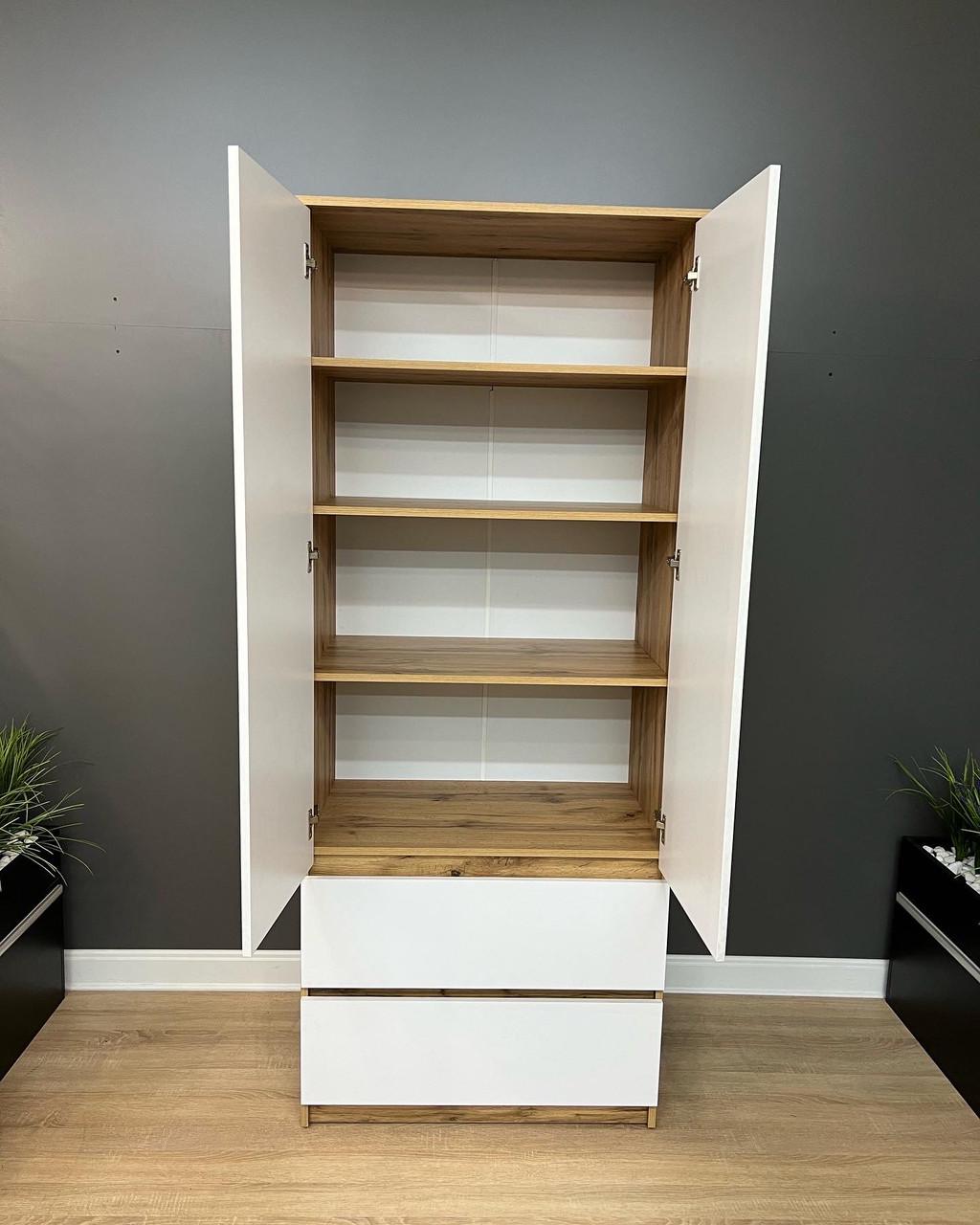 Шафа Кватро 2/2 з полицями 800х1990х470 мм Дуб аппалачі/Німфеа альба - фото 2 Шафа Кватро 2/2 з полицями 800х1990х470 мм Дуб аппалачі/Німфеа альба - фото 2