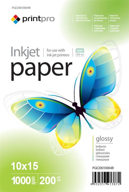 Фотобумага глянцевая PrintPro 10x15 см 200 г/м² 1000 листов (PGE20010004R)