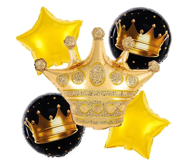 Набор воздушных шаров фольгированных Корона 5 шт. Золотой (2990446589)