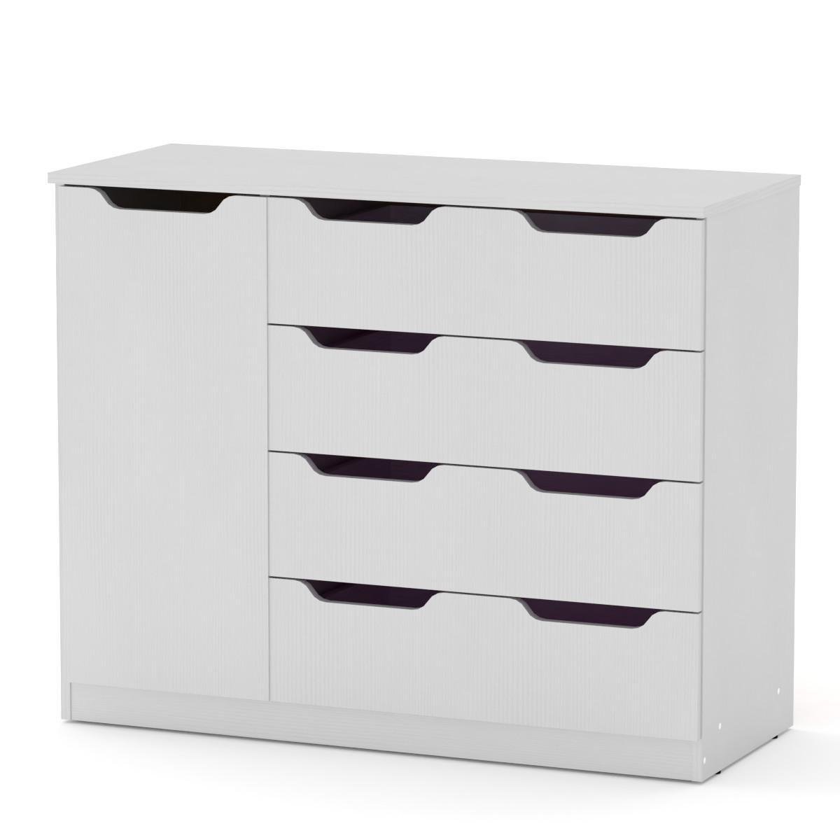 Комод для вещей Компанит 4+1М Альба/Белый - фото 1