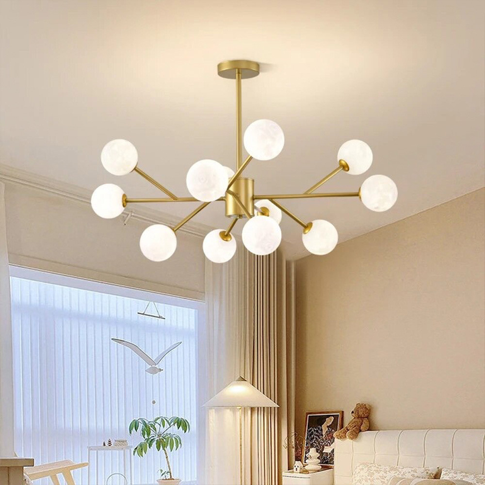 Люстра світлодіодна Сніжинка 8615 на 9 плафонів Золотистий