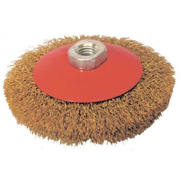 Щетка конусная MasterTool GM из латунированной проволоки D 125 мм М14 (19-8112)