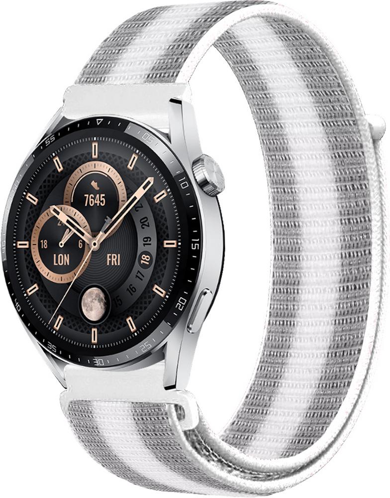 Ремешок нейлоновый Sport Loop для Huawei Watch GT3 46 мм Silver/White (17919-58) Ремешок нейлоновый Sport Loop для Huawei Watch GT3 46 мм Silver/White (17919-58)