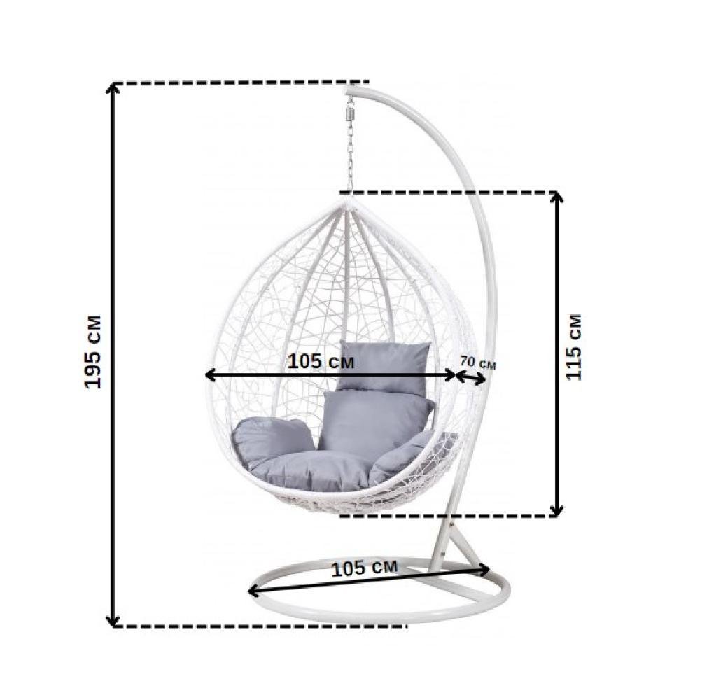 Крісло-гойдалка підвісне кокон 329 M Біло-сірий (4370) - фото 8