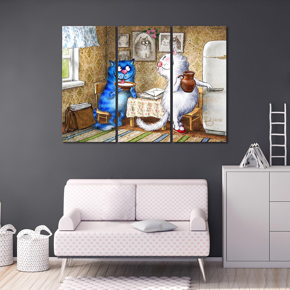 Модульная картина Угощение почтальона 3 модуля 50x75 см