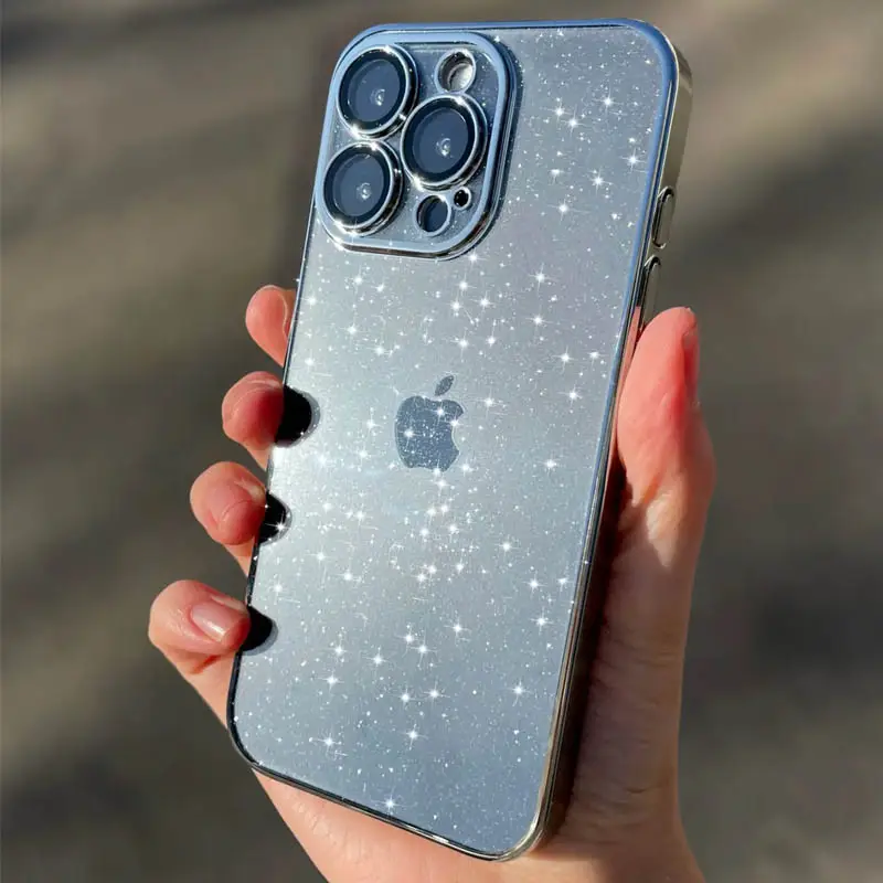 Чехол TPU+PC Glittershine для Apple iPhone 15 Pro Max (6.7") Silver | - фото 4