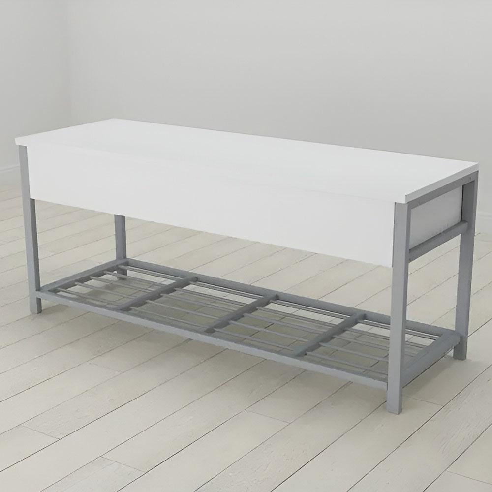 Банкетка с ящиком Ferrum-decor Дрейк 1 металл/ДСП 16 мм 550x1000x400 мм Серый/Белый (FRD-103059) Банкетка с ящиком Ferrum-decor Дрейк 1 металл/ДСП 16 мм 550x1000x400 мм Серый/Белый (FRD-103059)