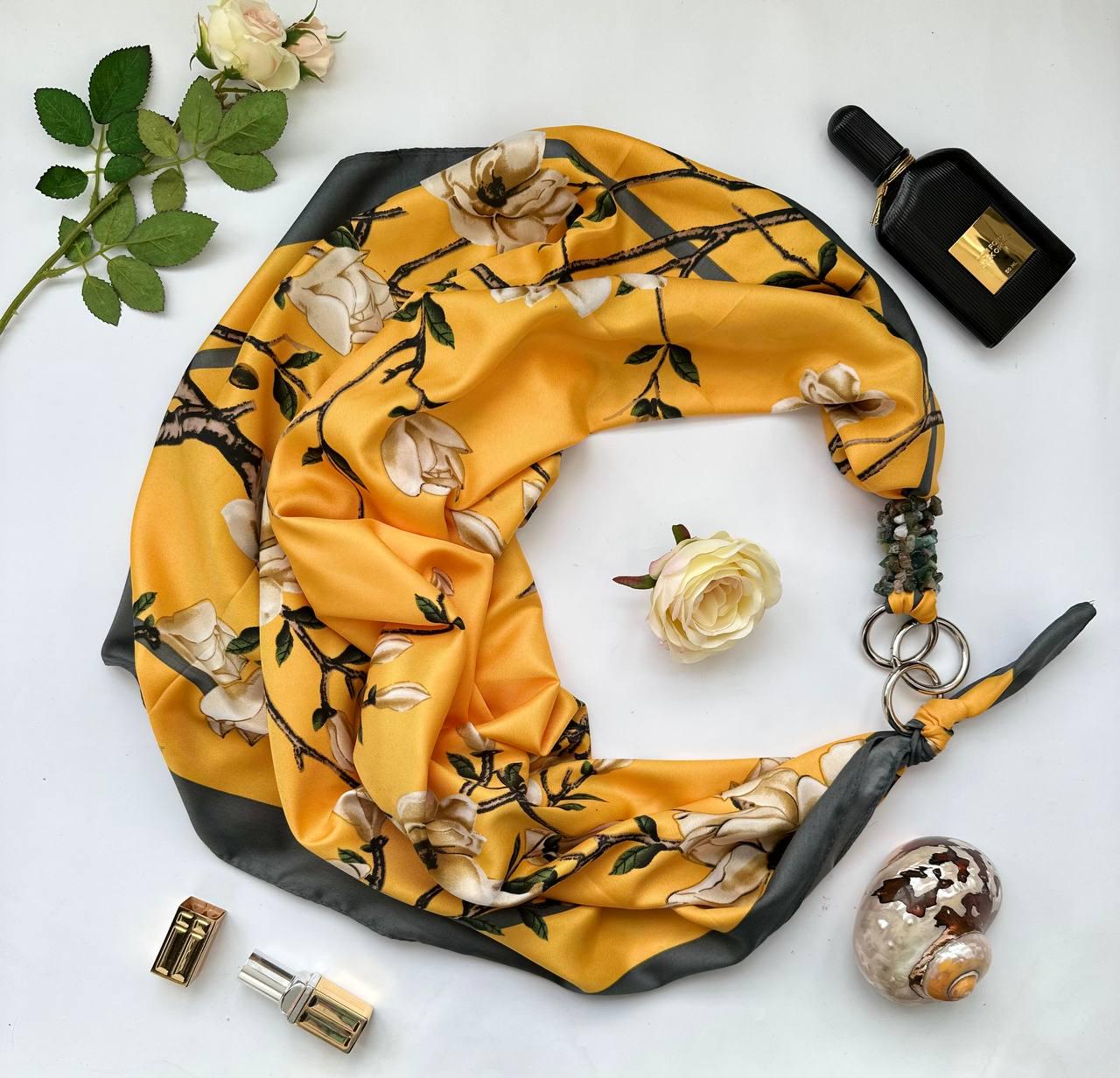 Хустка дизайнерська My Scarf Осінній джаз натуральне каміння яшма (15429739)