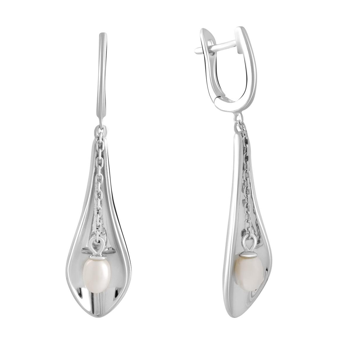 Серьги серебряные с жемчужиной Серьги серебряные с жемчужиной