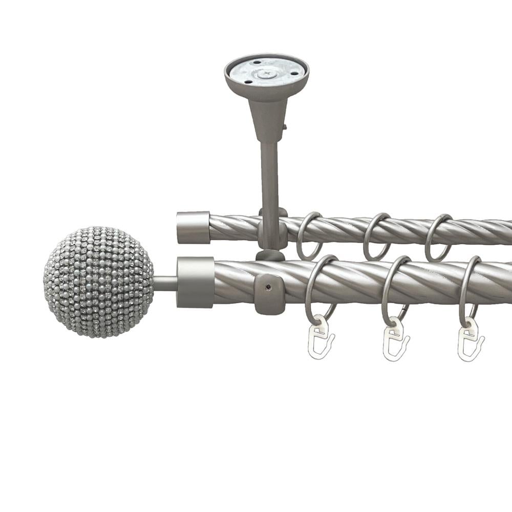 Карниз Orvit Карера металевий дворядний відкритий до стелі скручена труба кільце металеве 25/16 мм 160 см Сатин (00-00024090)