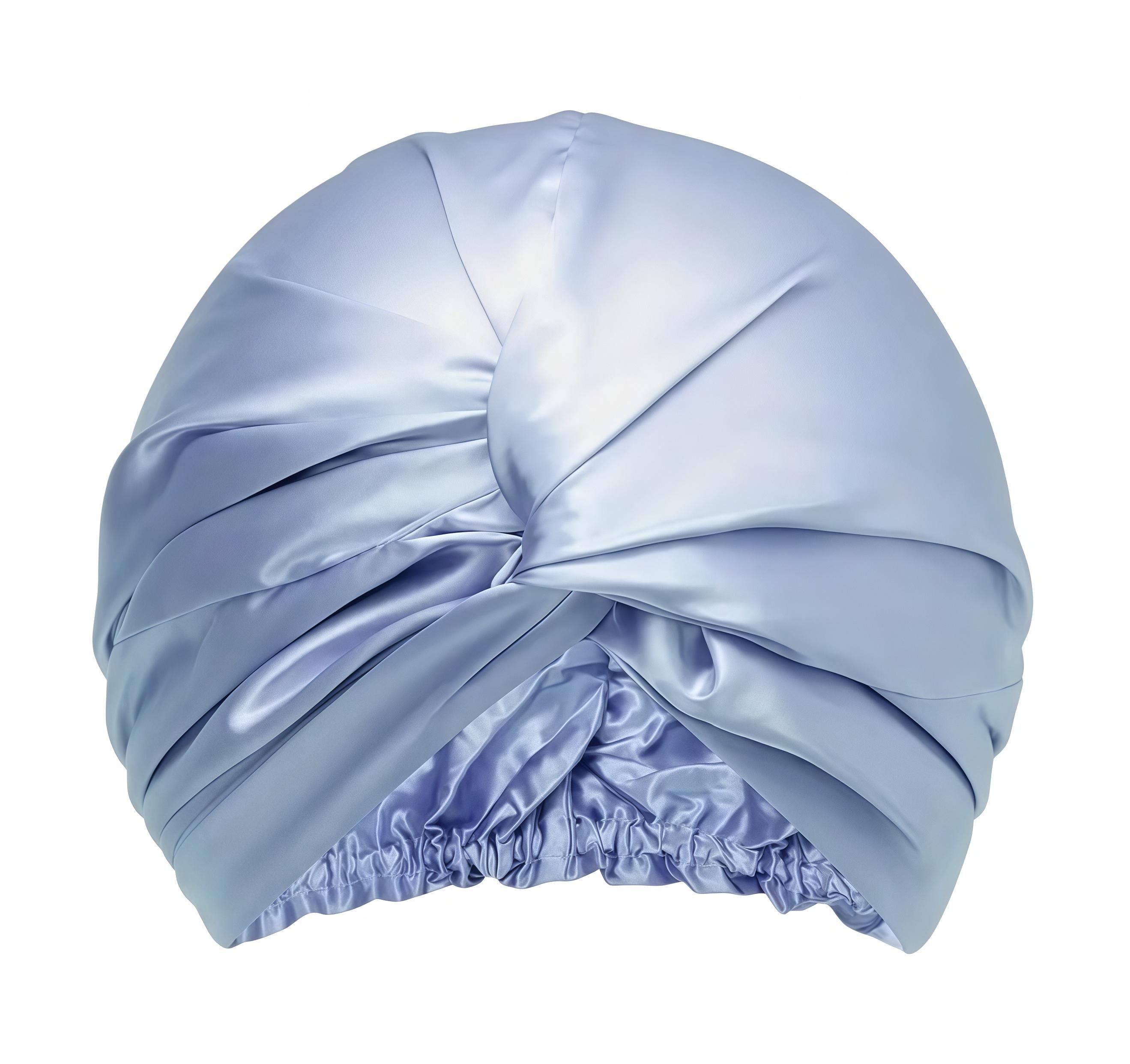 Бонет для волос двухслойный шелковый Голубой