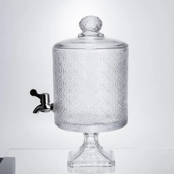 Лимонадница стеклянная на ножке на с краном 4,5 л Прозрачный - фото 4