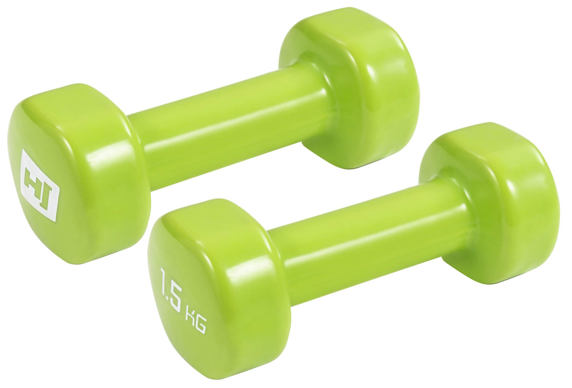 Набір гантелей Hop-Sport HS-V015DC 2х1,5 кг круглих вінілових Салатовий - фото 2
