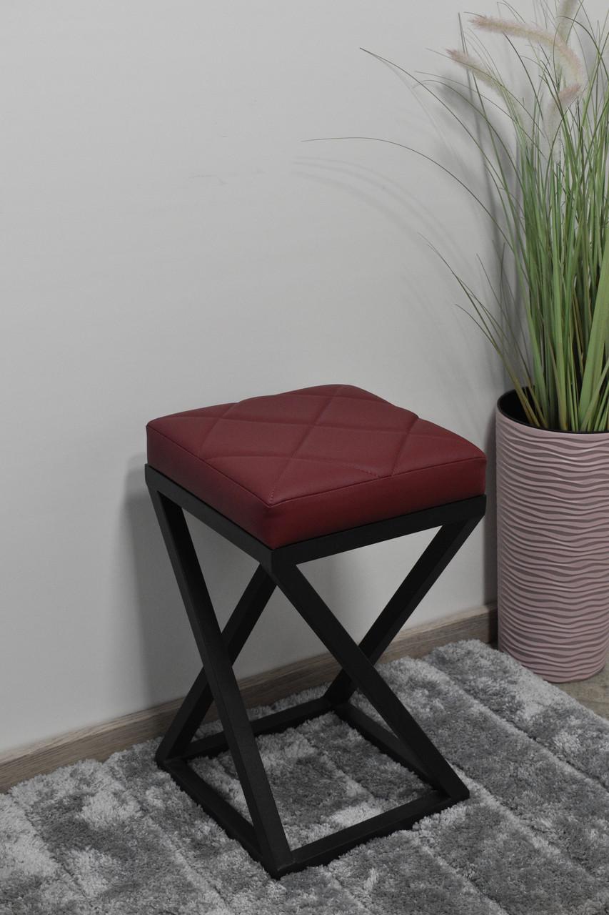 Табурет кухонний Каламіт-Z Лофт з м'яким сидінням 30х30х45 см Бордовий/Чорний (29519071)