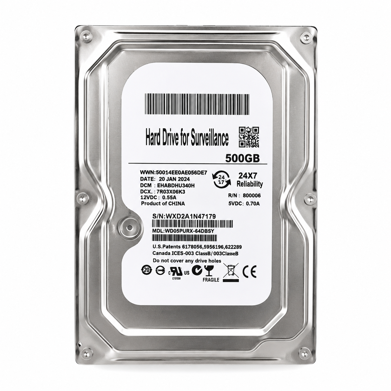 Жорсткий диск для відеоспостереження HDD 500 ГБ SATA 3.5 500GB для ПК та реєстратора (A 3943)