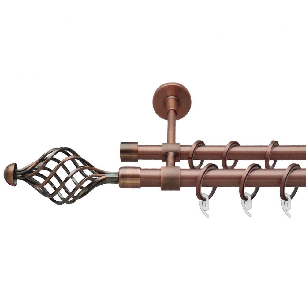 Карниз металлический Orvit Арезо двухрядный закрытый/гладкая труба/кольцо фасонное металлическое Медь 19/16 мм 200 см (6938761)