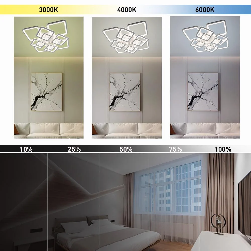 Люстра светодиодная ESLLSE TETRA TWIST 8S с пультом 165 Вт 595x595x110 мм Белый (10584) - фото 8 Люстра светодиодная ESLLSE TETRA TWIST 8S с пультом 165 Вт 595x595x110 мм Белый (10584) - фото 8