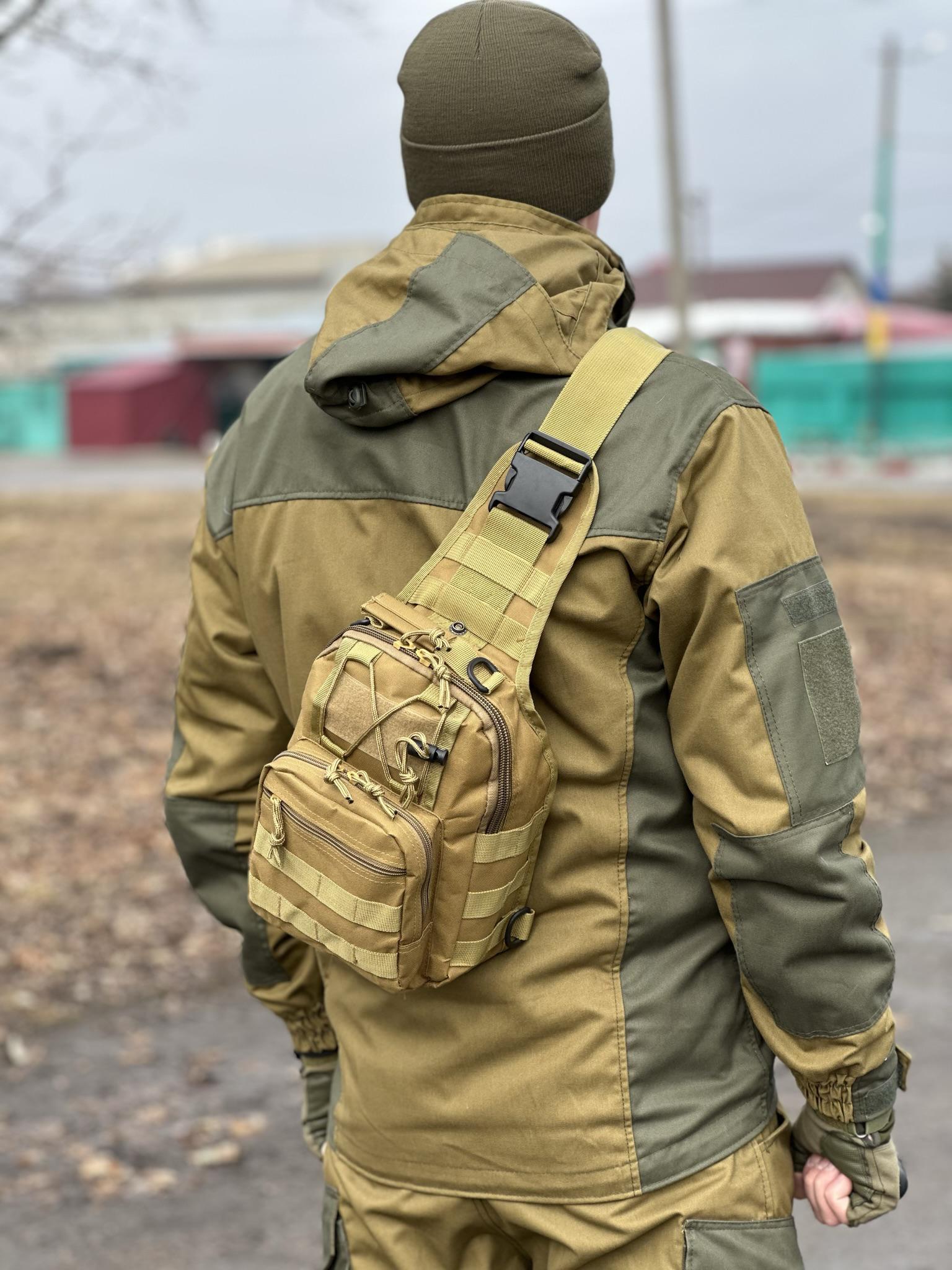 Сумка-слинг однолямочная Tactic с системой molle 7 л Coyote (095-coyote) - фото 3