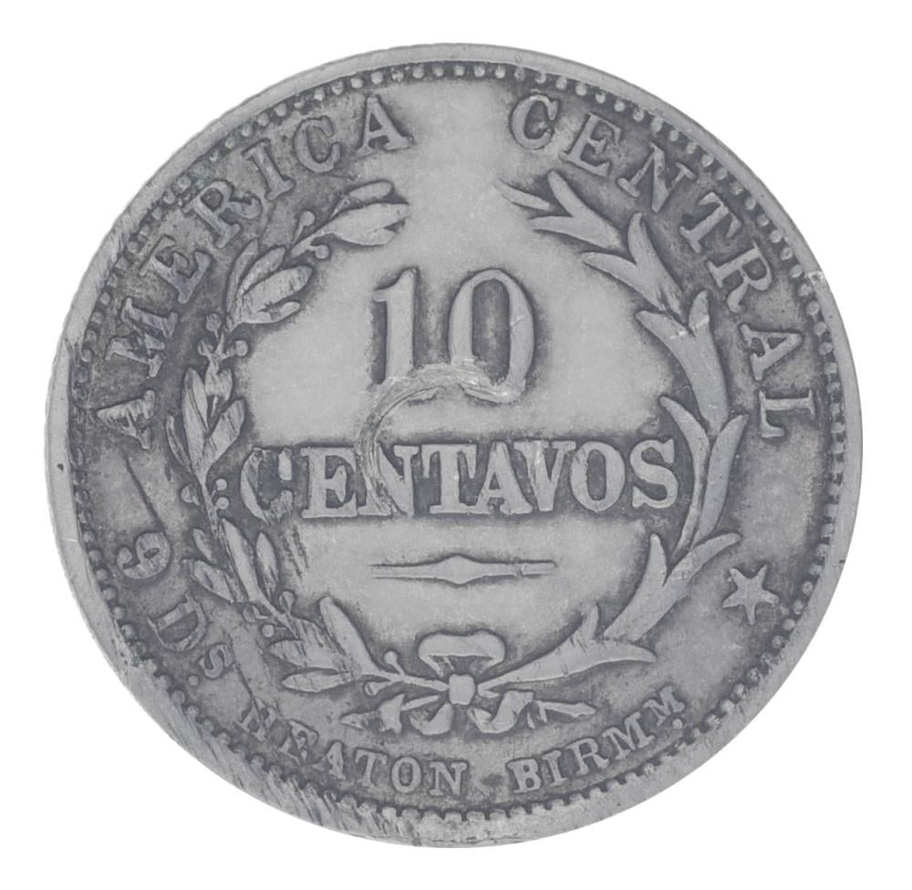 Коллекционная монета Коста-Рика 10 сентаво 1892 серебро G-VG 2,53 г (М19893)