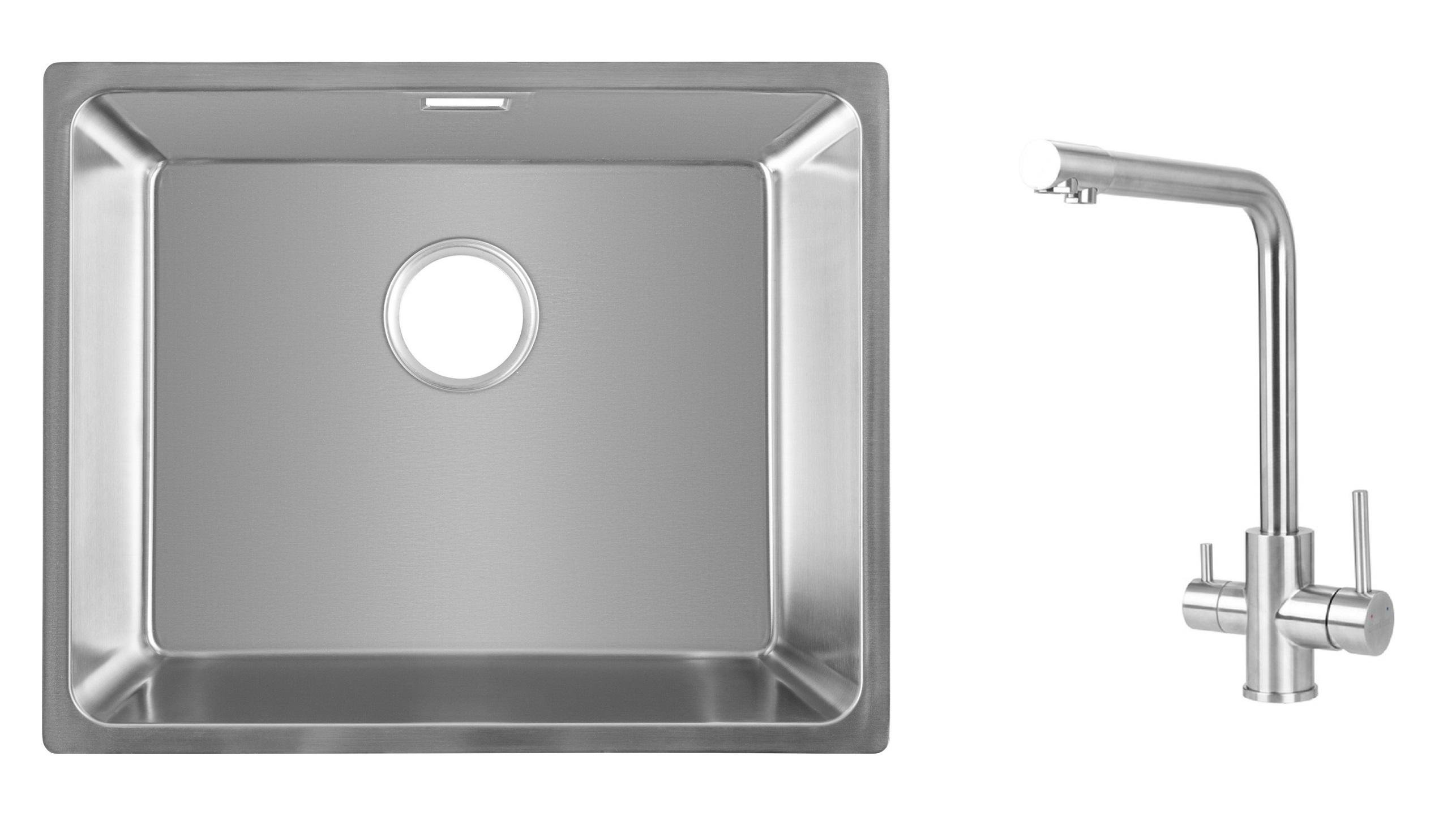 Комплект из кухонной мойки Gunter&Hauer Gera 5420 IX и кухонного смесителя Gunter&Hauer PERLE Brush