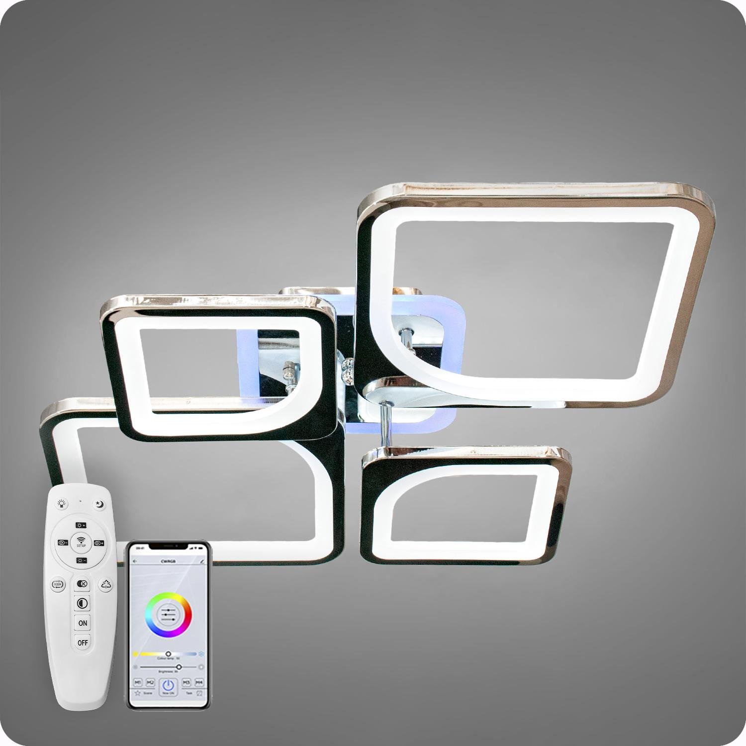 Люстра світлодіодна 517 Dlight 3color з пультом 100 Вт Хром (01537) - фото 2