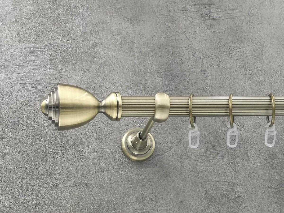 Карниз Quadrum Палацио рифленая штанга одинарный открытый 25 мм 300 см Антик (262040906)