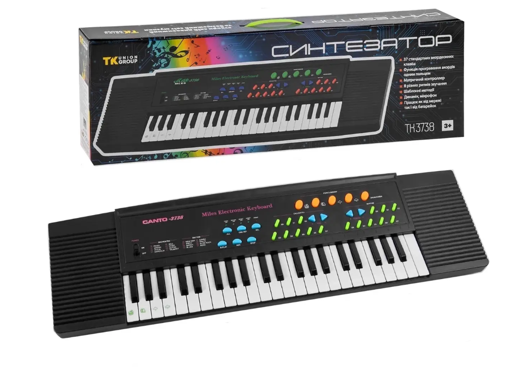 Синтезатор с микрофоном 220V Черный (TK 3738) Синтезатор с микрофоном 220V Черный (TK 3738)