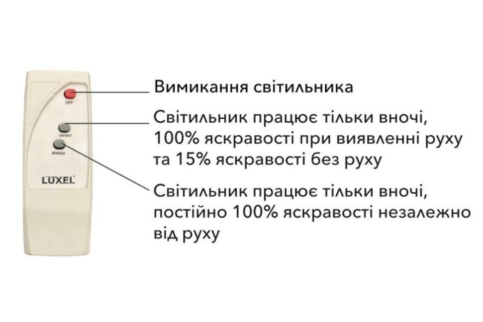 Світильник світлодіодний Luxel на сонячних батареях c інфрачервоним датчиком руху IP65 150W (SSL-150C) - фото 2