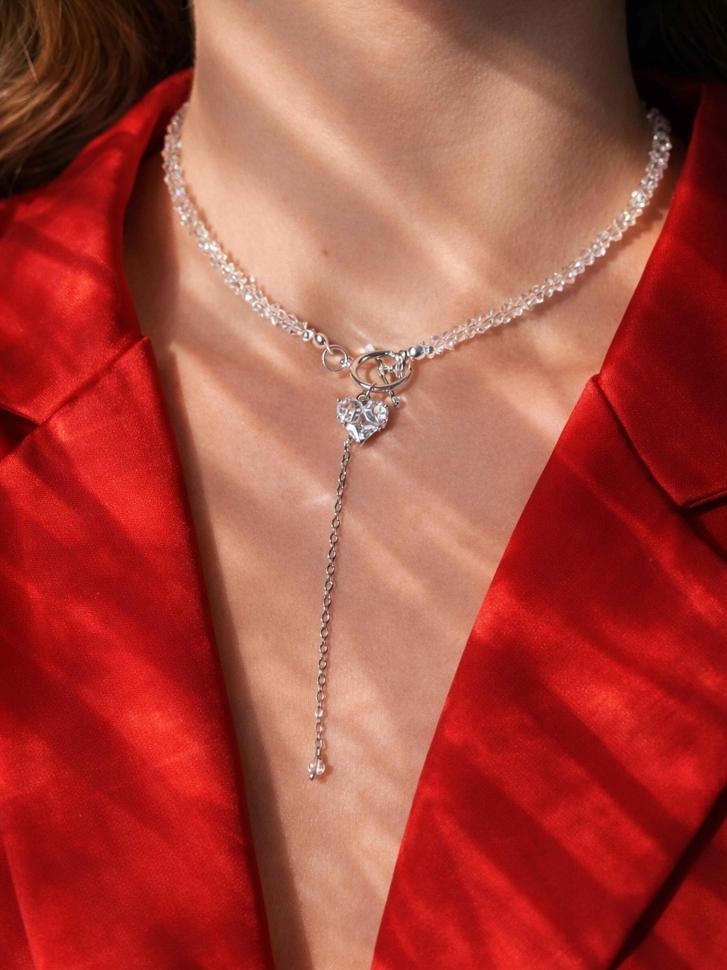 Колье с подвеской и цепочкой в ​​серебре (5644)