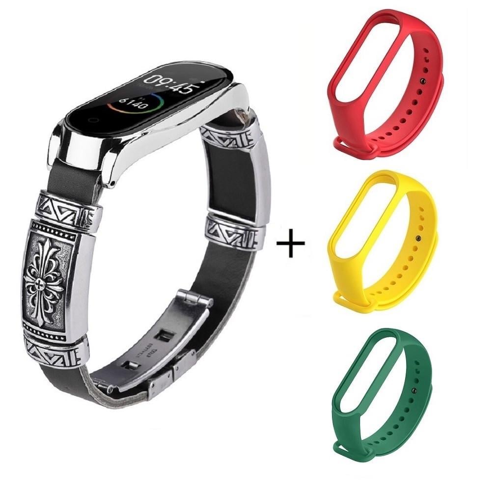 Комплект для фитнес-браслета Xiaomi Mi Band 5/6 Type BS8 винтажный и 3 цветных ремешка (07.05.08.BS8)