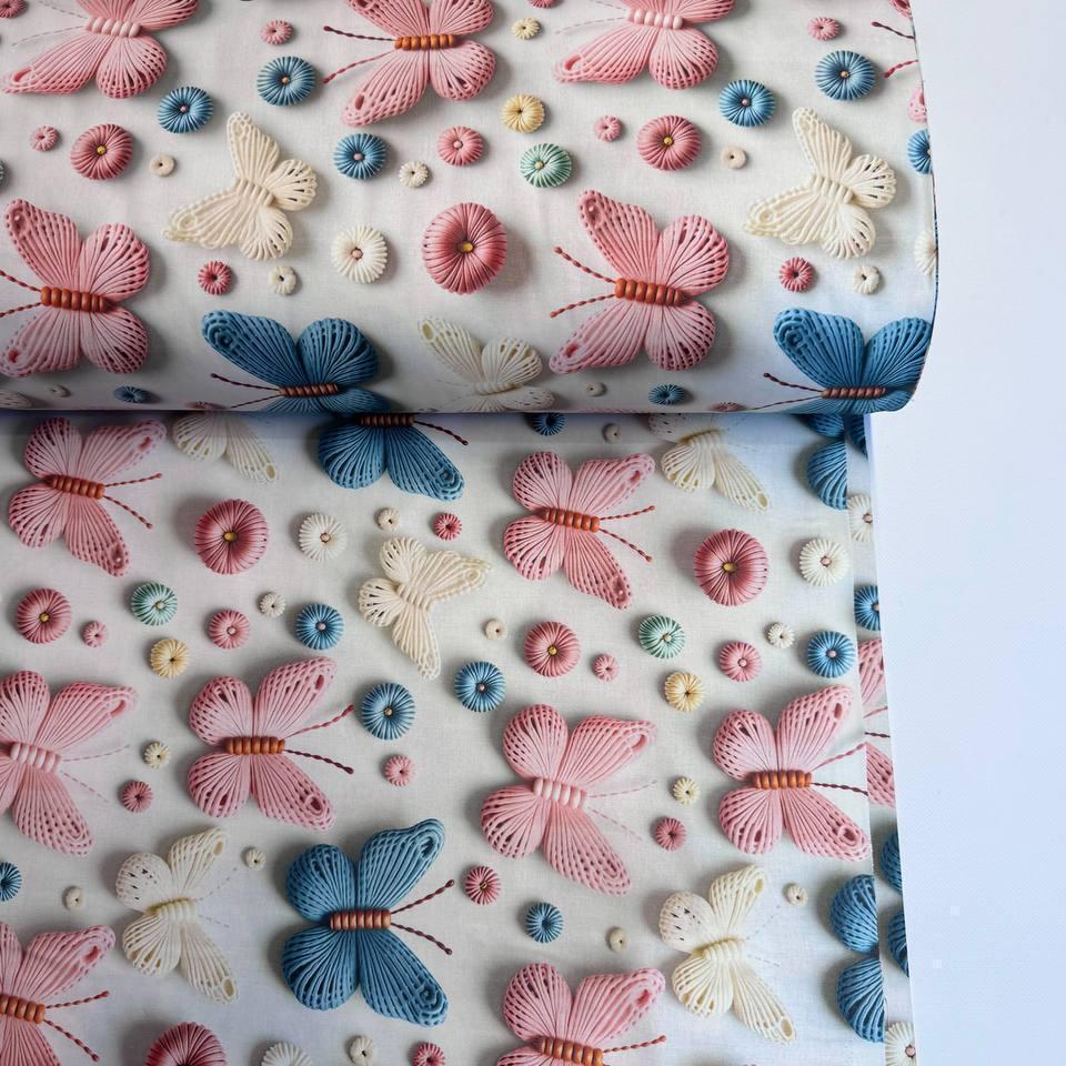 Ткань для постельного белья ранфорс 5D Digital бабочки 240 см (AhmetTurkat)